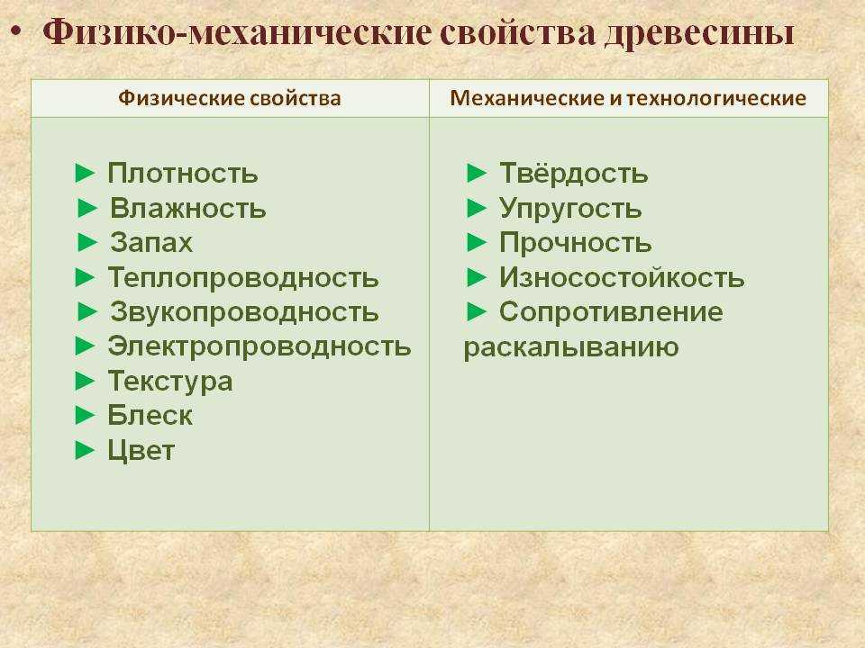 Свойства древесины: механические, физические, технологические