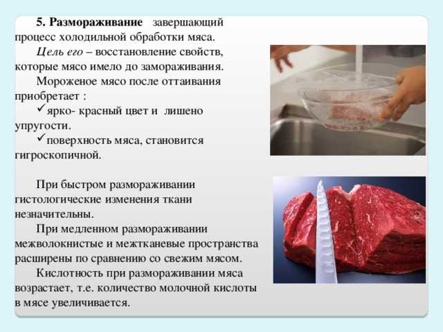 Как размораживают мясо кратко на производстве