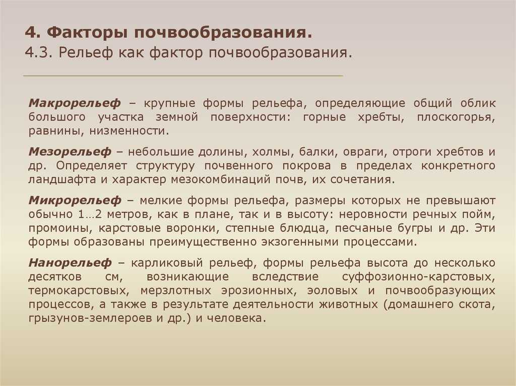 Климат и рельеф как фактор почвообразования. климат и рельеф как фактор почвообразования - контрольная работа