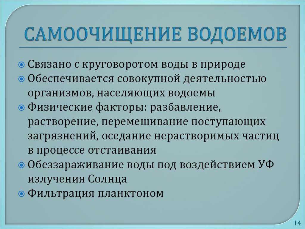 Самоочищение природных вод. охрана поверхностных вод - реферат