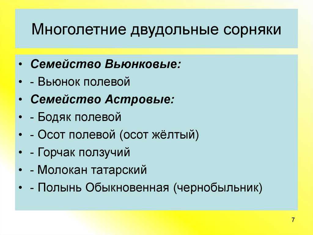 Биологические группы. классификация сорняков