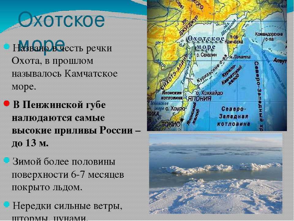 Береговая линия охотское море. приливных течений