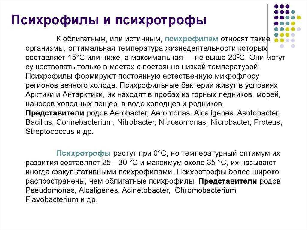 Психрофилы, термофилы и мезофилы: что это за бактерии, примеры представителей психрофильных микроорганизмов