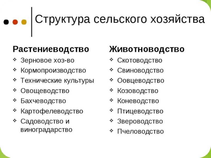 Отрасли сельского хозяйства
