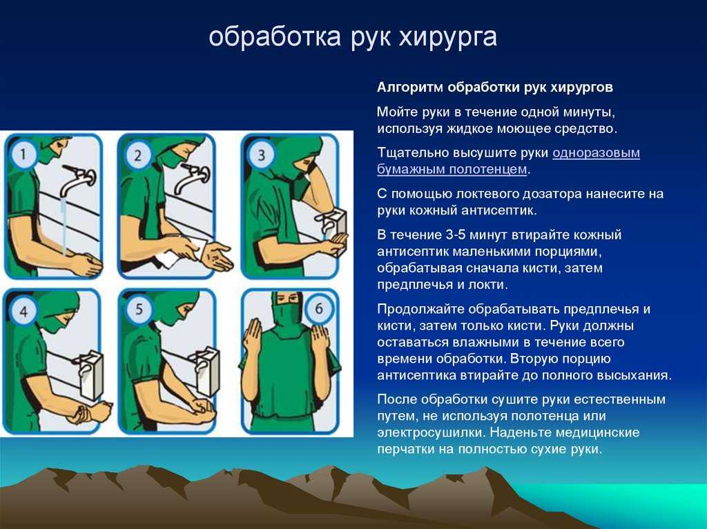 Обработка рук хирурга