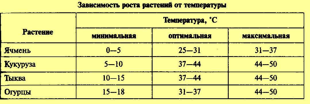 Температурный режим растений