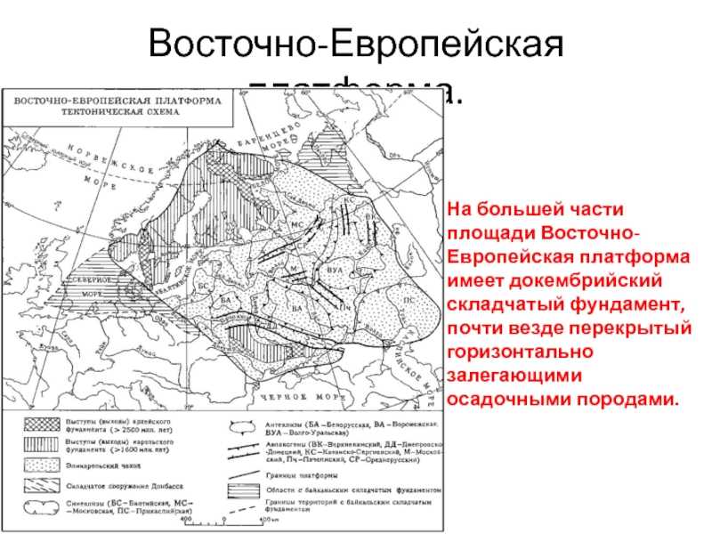 Схема основных структурных элементов восточно европейской платформы. тектоорогения восточно-европейской платформы