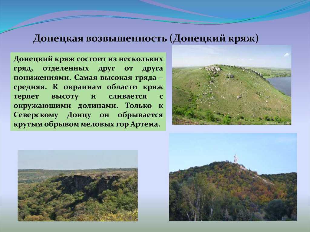 Основные формы рельефа донецкого края кратко