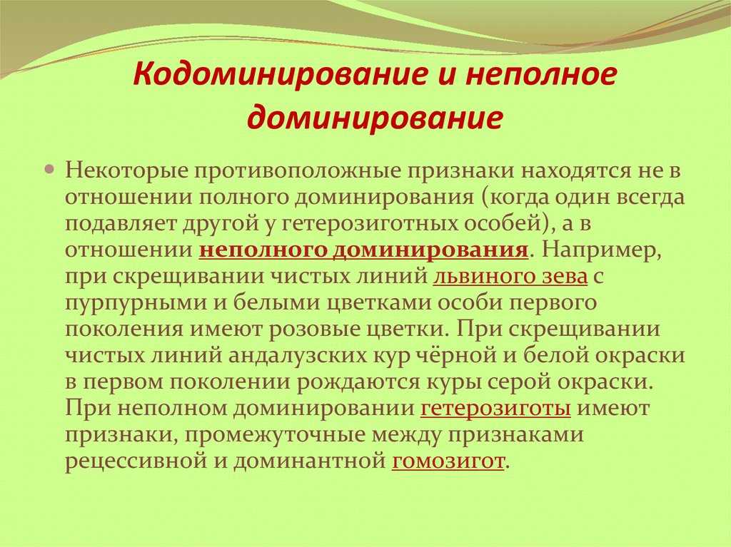 Презентация на тему неполное доминирование